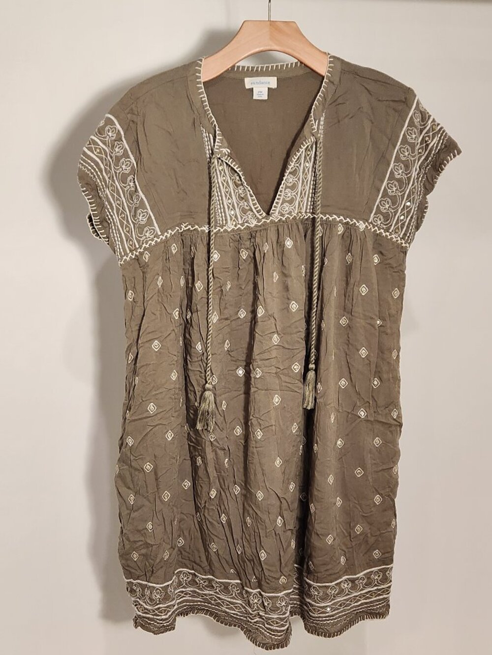 Sundance Boho DRESS Light olive green Women's Size PM